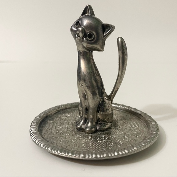 Vintage Cat Ring Holder Jewelry Display Kitty Trinket Holder - Picture 7 of 12